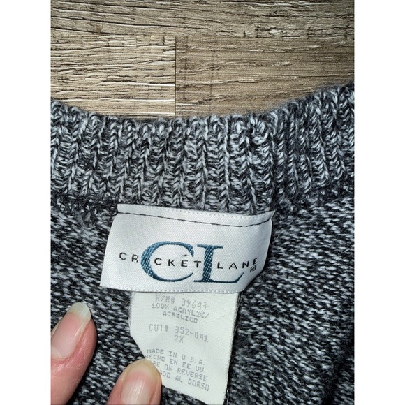 Fair Isle Cardigan Cricket Lane 2X Gray Red Blue V-neck - Picture 4 of 5